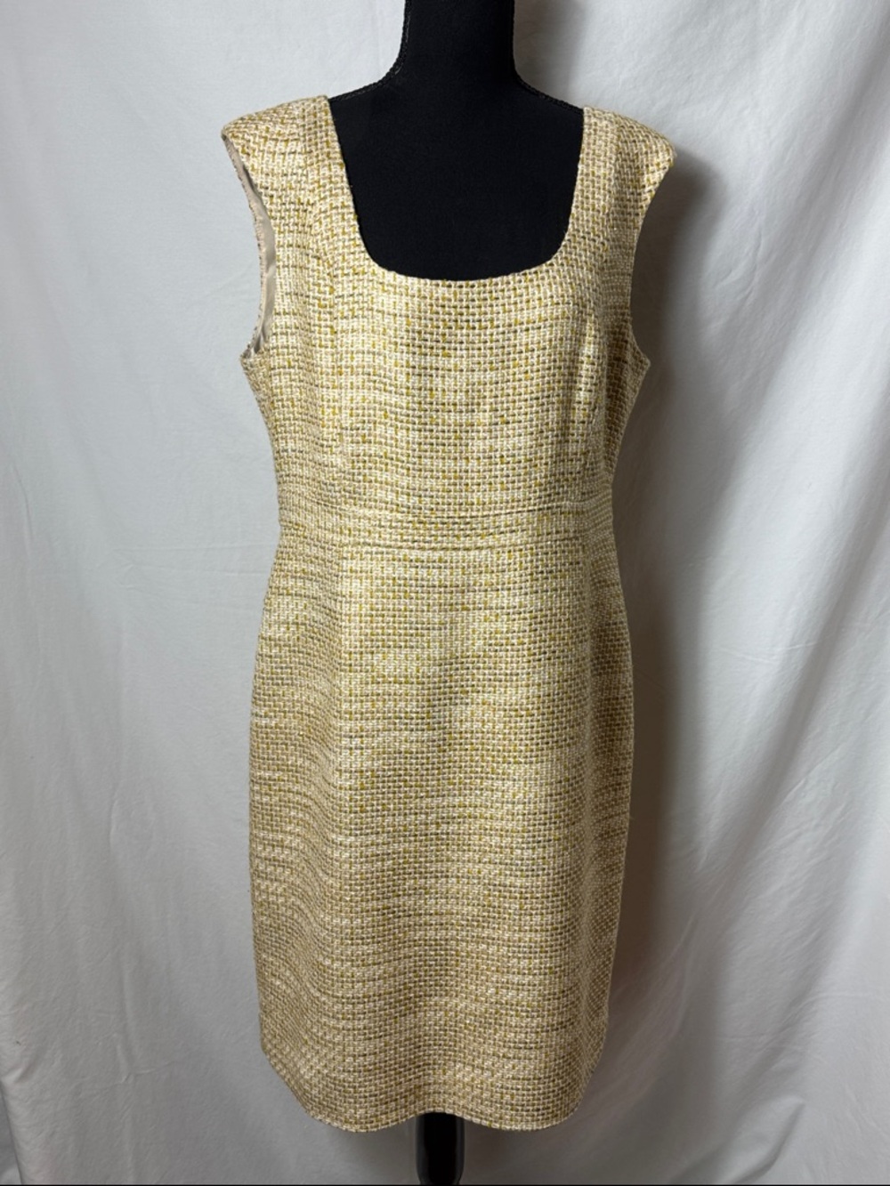 Tory Burch Yellow Tweed Sleeveless Sheath Dress